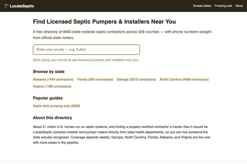 locateseptic.com homepage
